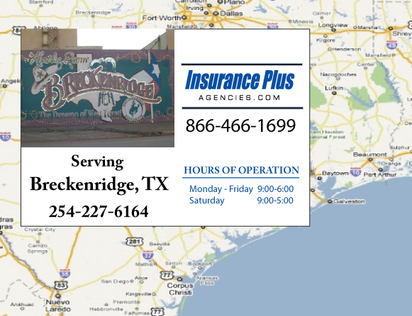 Insurance Plus Agencies of Texas (254)227-6164 is your Car Liability Insurance Agent in Breckenridge, Texas.