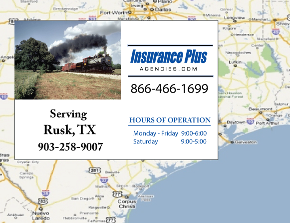Insurance Plus Agencies of Texas (903) 258-9007 is your local Homeowner & Renter Insurance Agent in Rusk, Texas.