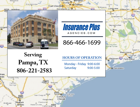 Insurance Plus Agencies of Texas (806)221-2583 is you Full Coverage Car Insurance Agent in Pampa, Texas.