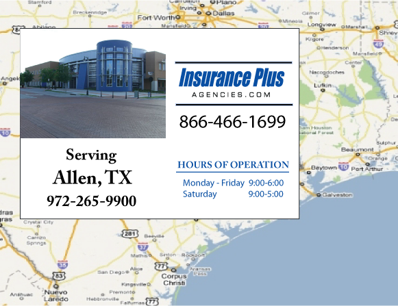 Insurance Plus Agencies (972) 265-9900 is your local Progressive office in Allen, TX.