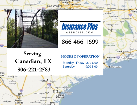 Insurance Plus Agencies (806) 221-2583 is your local Progressive office in Canadian, TX.