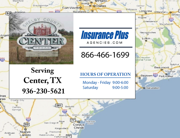 Insurance Plus Agencies of Texas (936) 230-5621 is your Suspended Driver License Insurance Agent in Center, Texas.