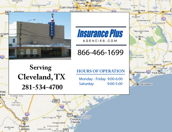 Insurance Plus Agencies of Texas (281) 534-4700 is your local Homeowner & Renter Insurance Agent in Cleveland, Texas.