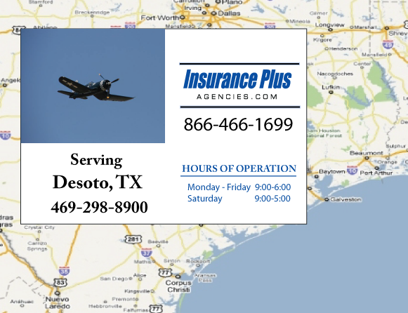 Las Agencias de Insurance Plus de Texas (469)298-8900 son su Agente de Aseguranza de Responsabilidad Civil para Daños a Terceros para Carros en DeSoto, Texas.