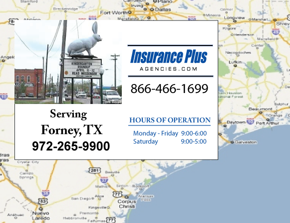 Insurance Plus Agencies (979) 265-6500 is your local Progressive office in Forney, TX.