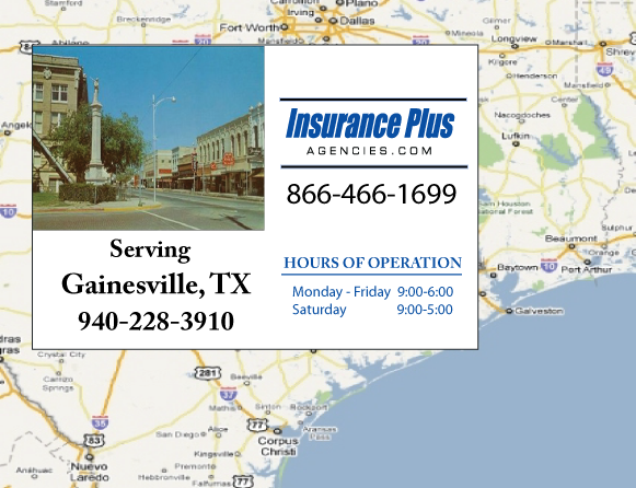 Insurance Plus Agencies (940)228-3910 is your local Progressive office in Gainesville, TX.