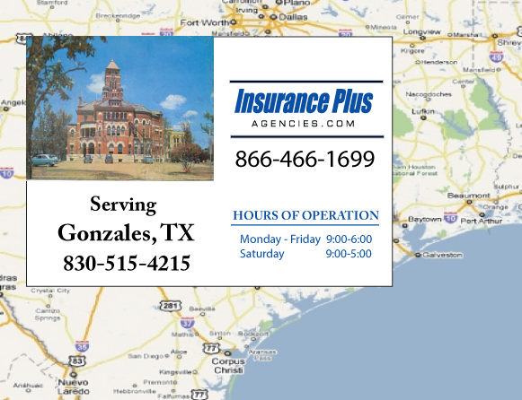 Insurance Plus Agencies of Texas (830) 515-4215 is your local Homeowner & Renter Insurance Agent in Gonzales, Texas.