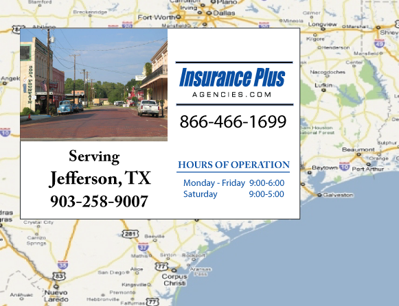 Insurance Plus Agencies (903) 258-9007 is your local Progressive office in Jefferson, TX.
