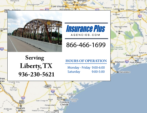 Insurance Plus Agencies (936) 230-5621 is your local Progressive office in Liberty, TX.