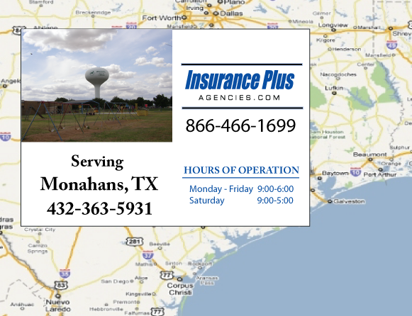 Insurance Plus Agencies of Texas (432) 363-5931 is your Progressive Insurance Quote Phone Number in Monahans, TX.