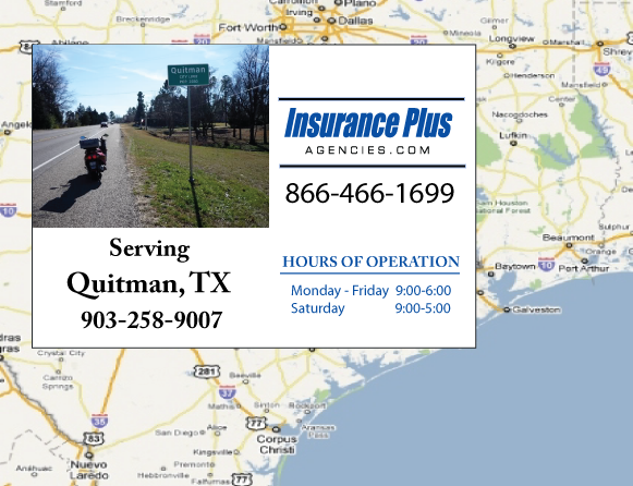Insurance Plus Agencies of Texas (903)258-9007 is your Suspended Drivers License Insurance Agent in Quitman, Texas.