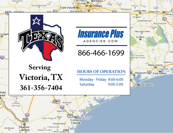 Insurance Plus Agencies of Texas (361)356-7404 is your Commercial Liability Insurance Agency serving Victoria City, Texas. Call our dedicated agents anytime for a Quote. We are here for you 24/7 to find the Texas Insurance that's right for you.