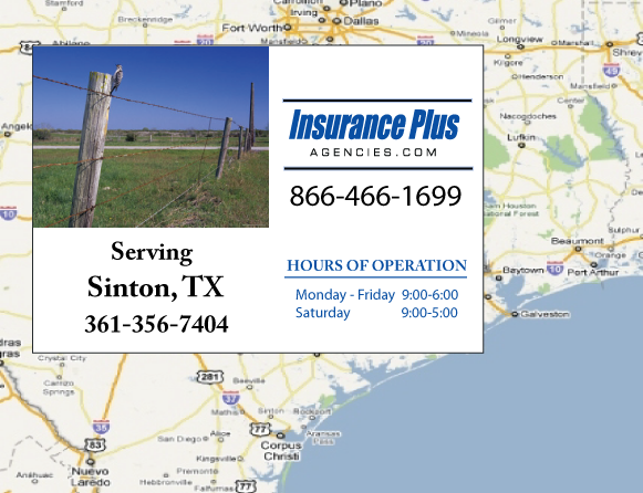 Insurance Plus Agencies of Texas (361)356-7404 is your Car Liability Insurance Agent in Sinton, Texas.