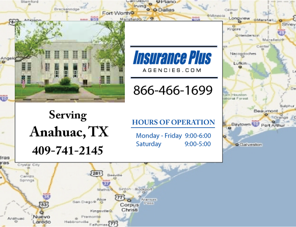 Insurance Plus Agencies of Texas (409)741-2145 is your Commercial Liability Insurance Agency serving Anahuac, Texas. Call our dedicated agents anytime for a Quote. We are here for you 24/7 to find the Texas Insurance that's right for you.