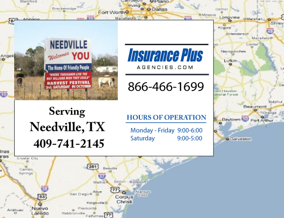 Insurance Plus Agencies of Texas (979)714-2145 is your local Progressive Car Insurance agent in Needville, Texas.